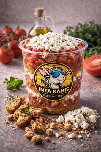 Ποτηράκι INTA KANIS με ντομάτα, τυρί, ελαιόλαδο και βασιλικό